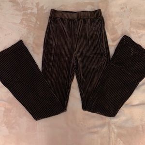 BROWN SHEIN VELVET BOOT LEG PANT